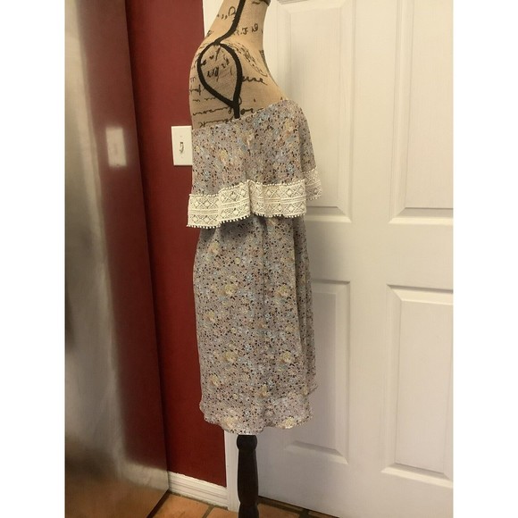 Judith March Crochet trim floral strapless mini dress size small - Picture 4 of 7